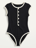 Georgie | Women's Retro Button-Front High-Waist One-Piece Swimsuit