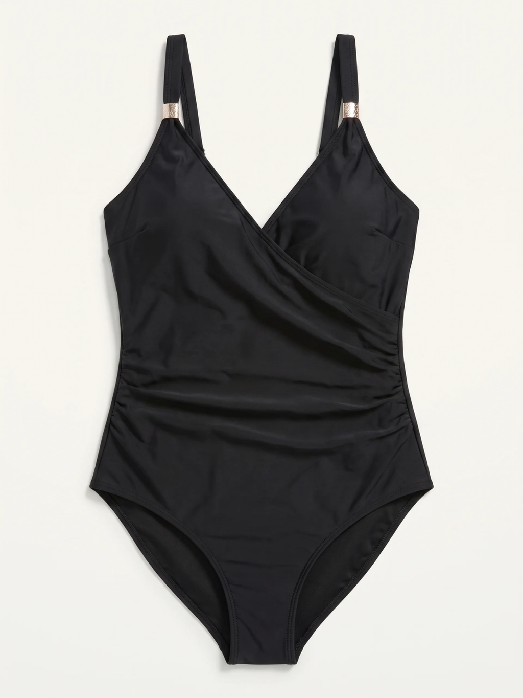 Simone | Women's Wrap V-Neck One-Piece Swimsuit with Gold Hardware