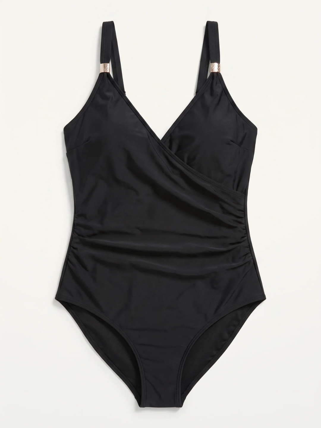Simone | Women's Wrap V-Neck One-Piece Swimsuit with Gold Hardware