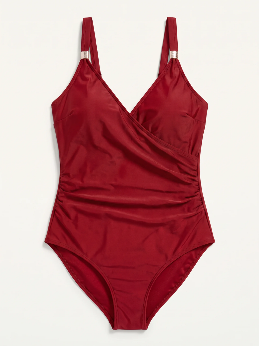 Simone | Women's Wrap V-Neck One-Piece Swimsuit with Gold Hardware
