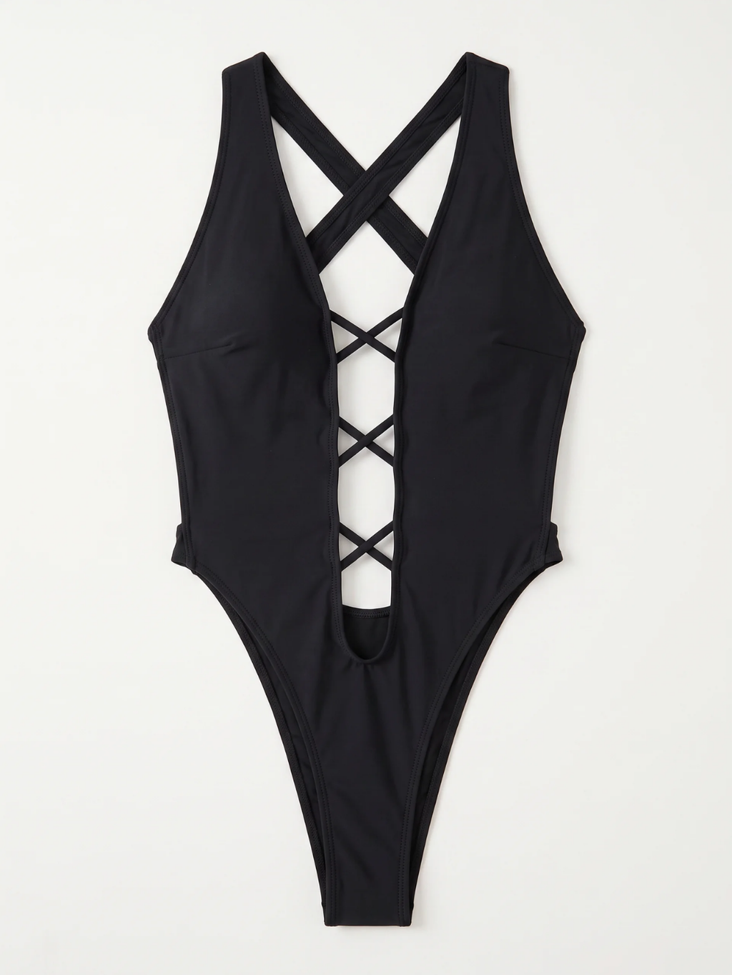 Raquel | Women's Wire-Free Lace-Up Plunge One-Piece Swimsuit