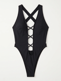 Raquel | Women's Wire-Free Lace-Up Plunge One-Piece Swimsuit