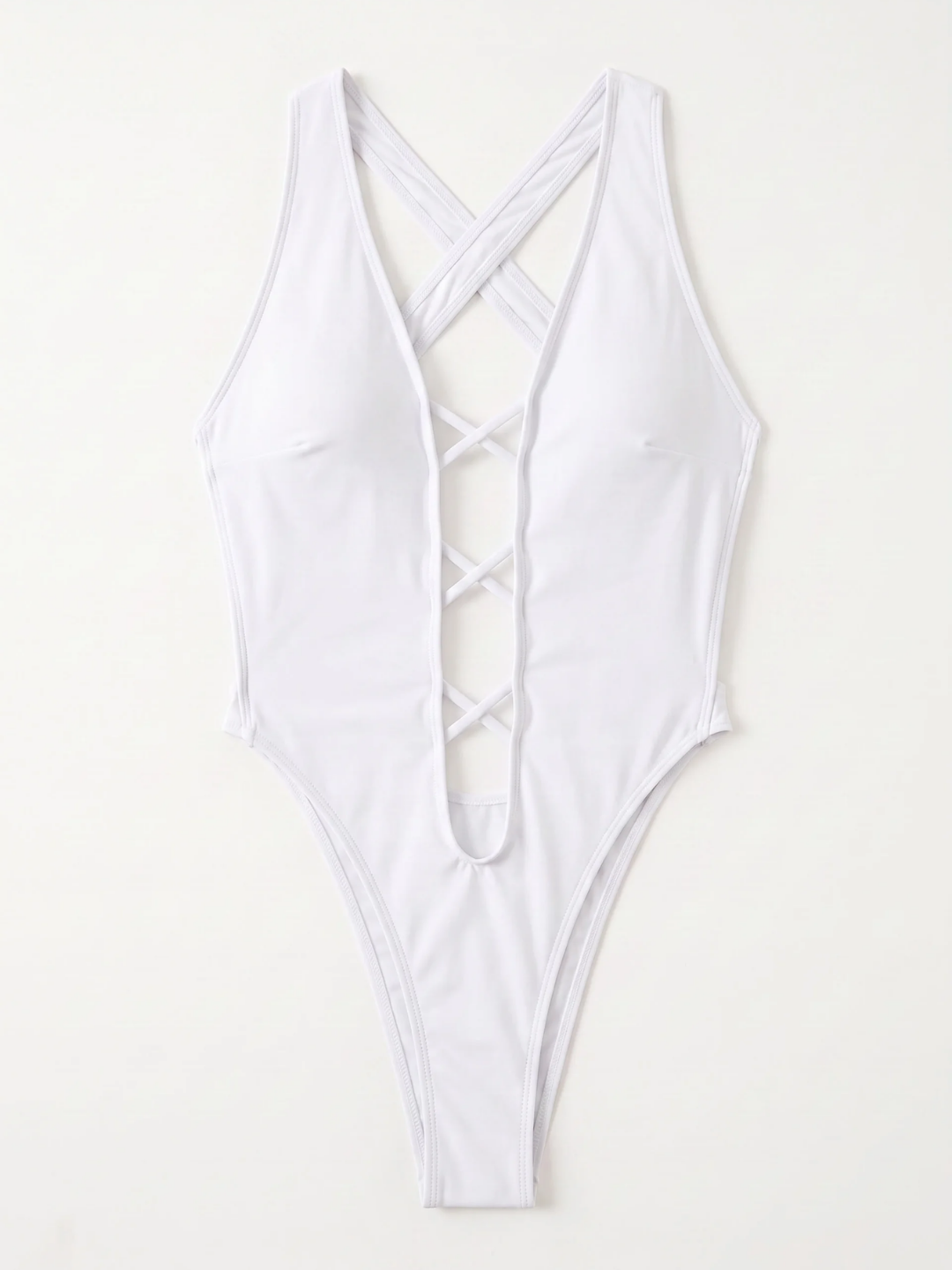Raquel | Women's Wire-Free Lace-Up Plunge One-Piece Swimsuit