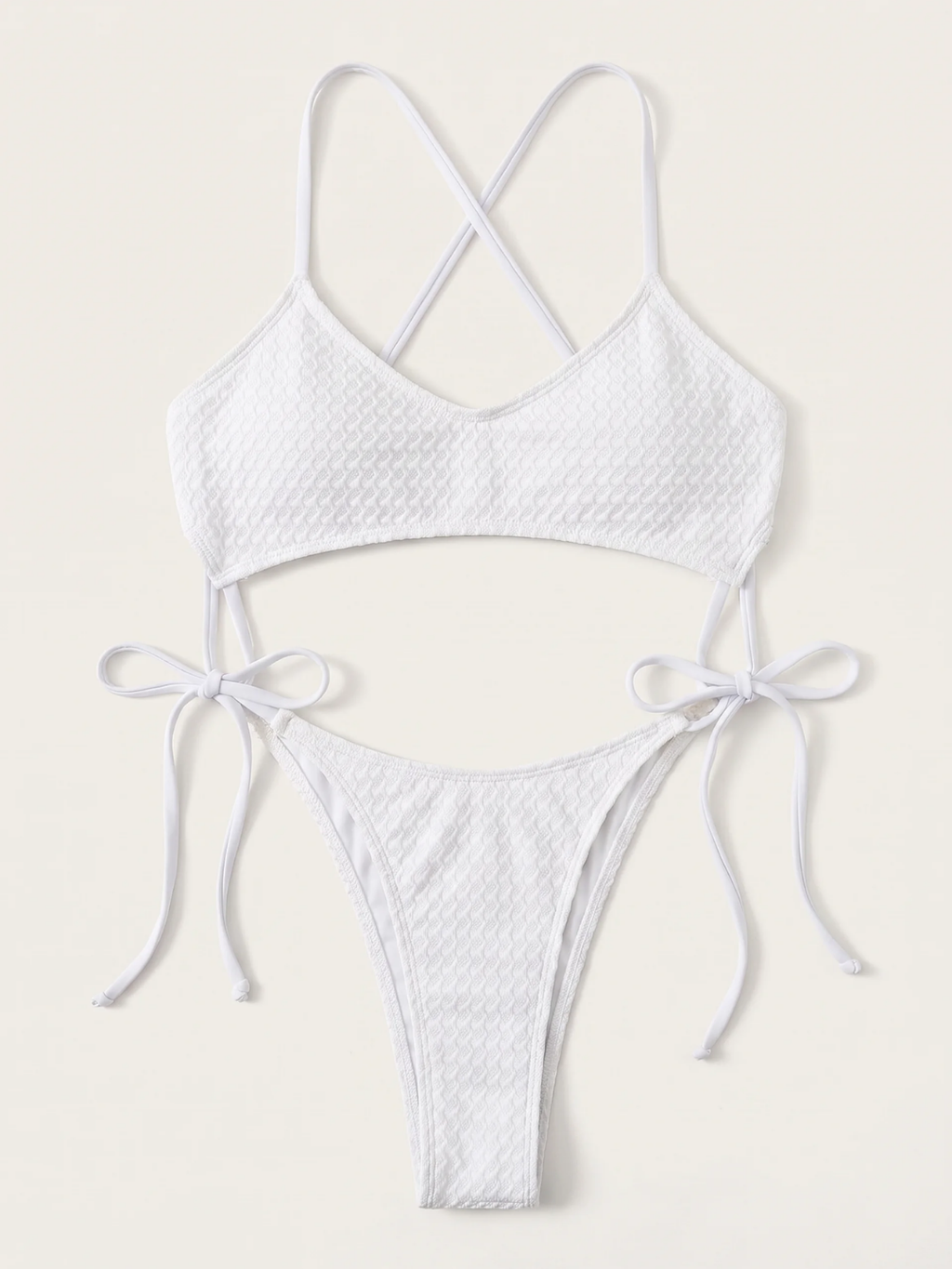 Bianca | Women's Wire-Free Textured Cross-Back Bikini Set