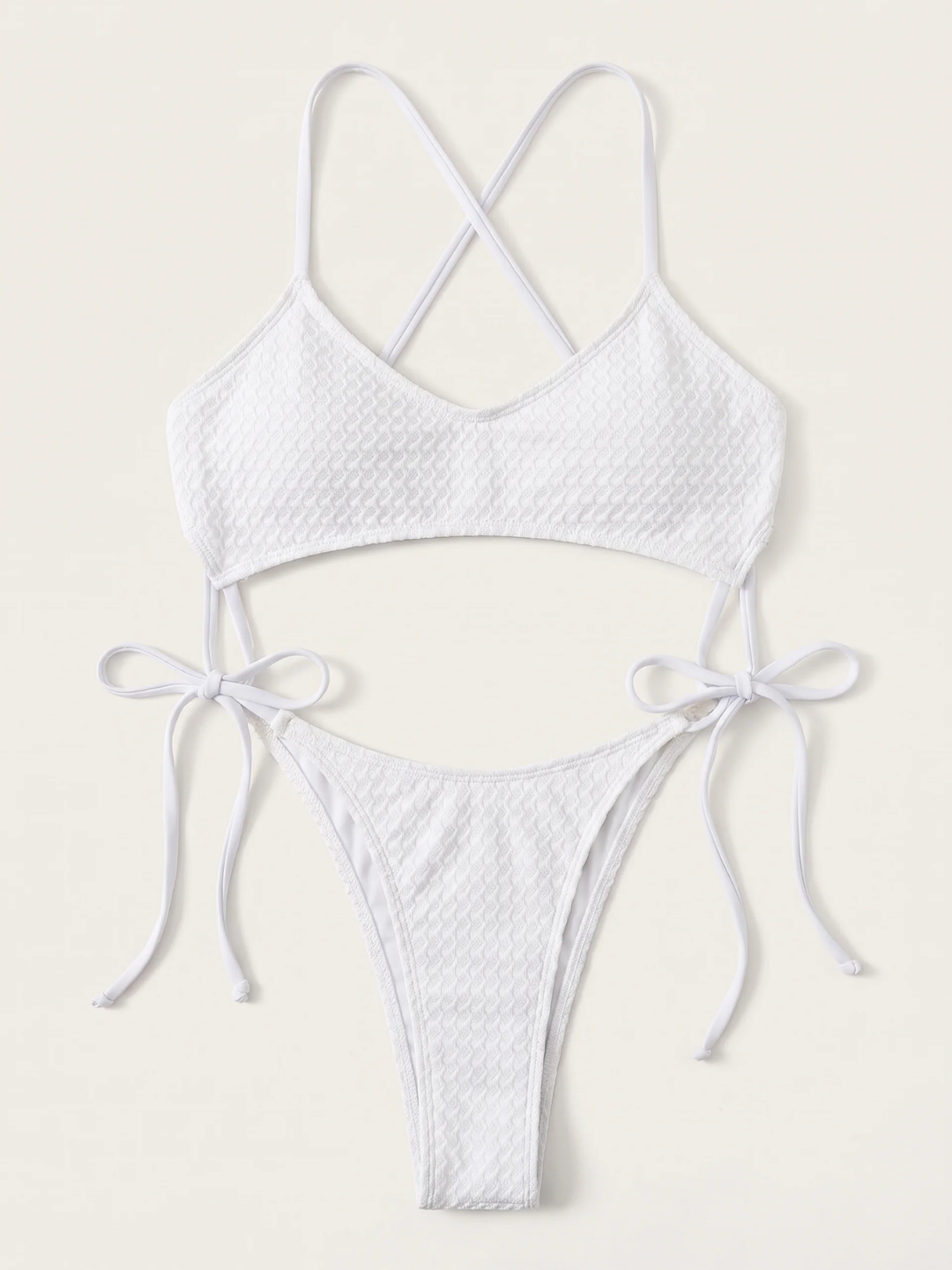 Bianca | Women's Wire-Free Textured Cross-Back Bikini Set