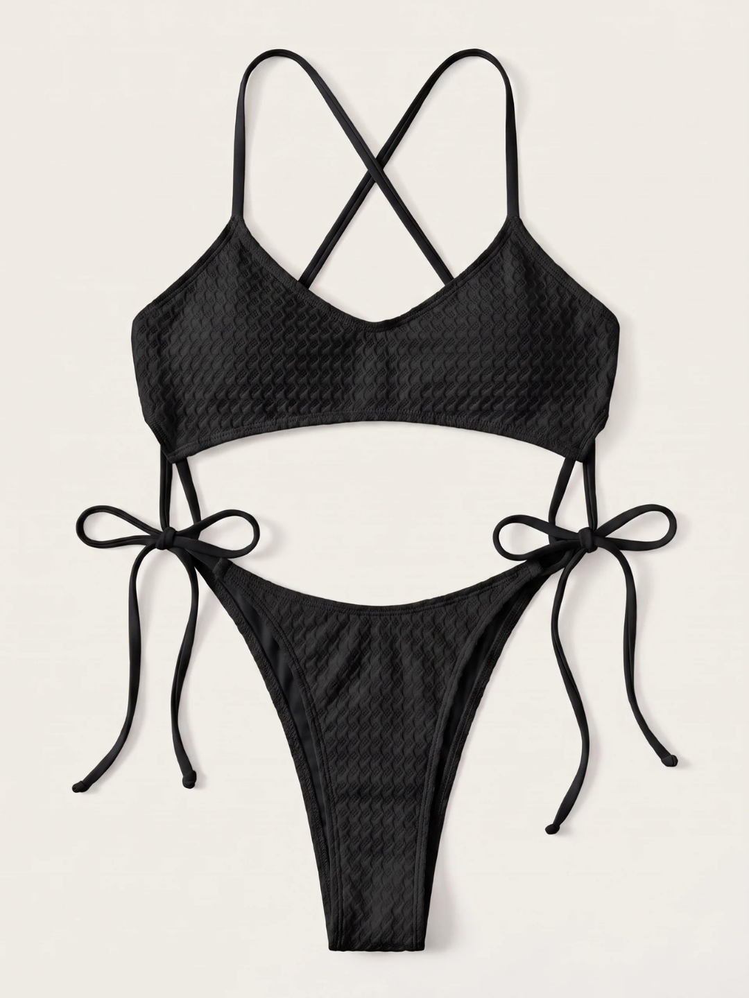 Bianca | Women's Wire-Free Textured Cross-Back Bikini Set