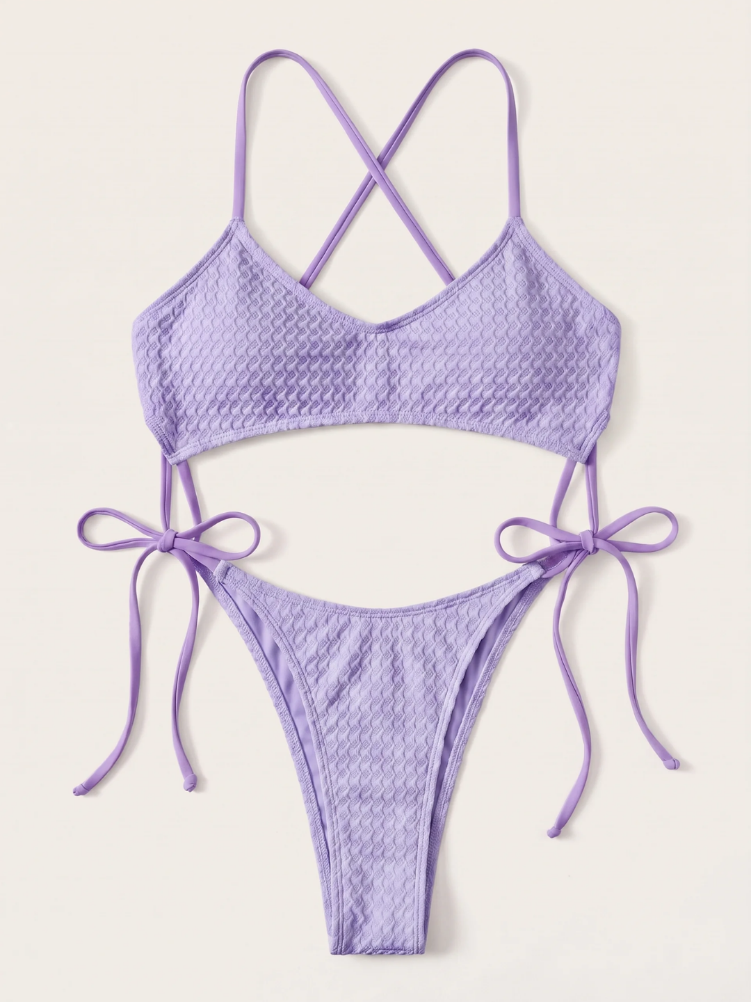 Bianca | Women's Wire-Free Textured Cross-Back Bikini Set