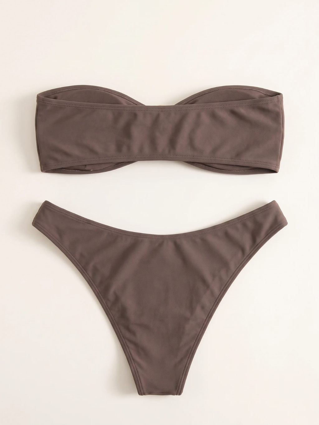 Nadia | Women's Wire-Free Bandeau Bikini Set with Gold Ring Detail