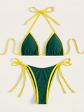 Isla | Women's Colorblock Triangle Tie-Side Bikini Set