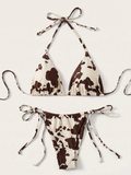 Frankie | Women's Wire-Free Cow Print Halter Bikini Set