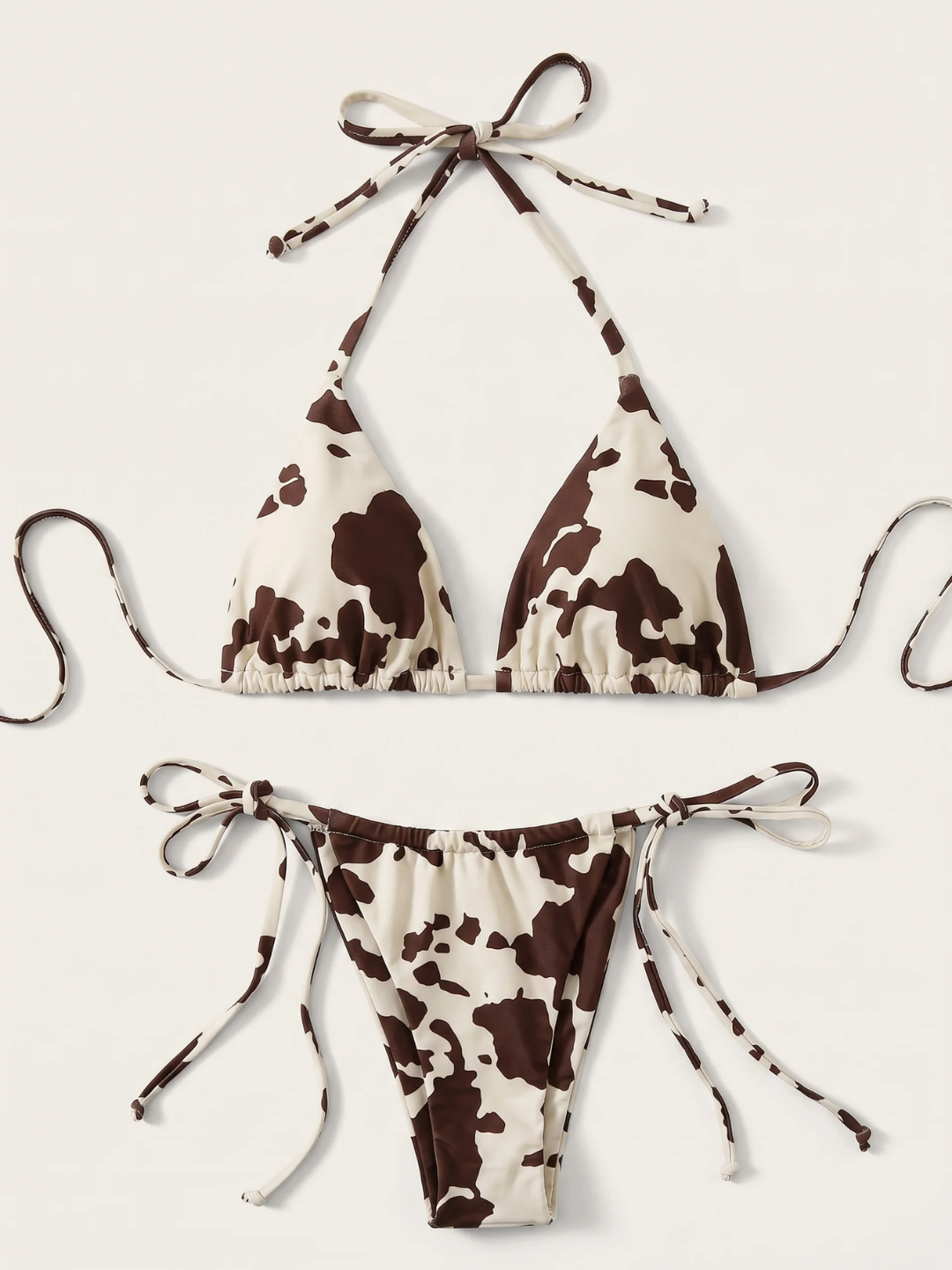 Frankie | Women's Wire-Free Cow Print Halter Bikini Set