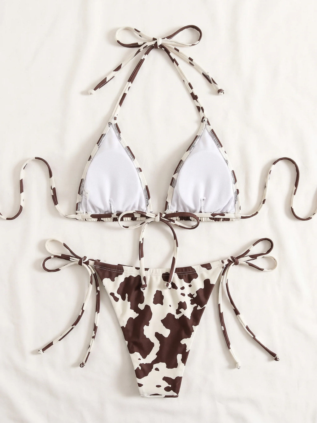Frankie | Women's Wire-Free Cow Print Halter Bikini Set