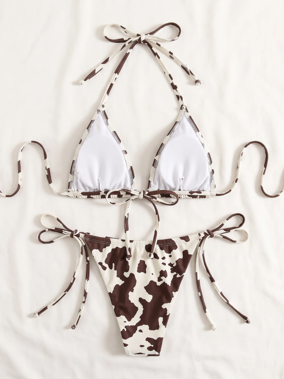 Frankie | Women's Wire-Free Cow Print Halter Bikini Set