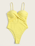 Odette | Women's Twist-Front Ribbed One-Piece Swimsuit